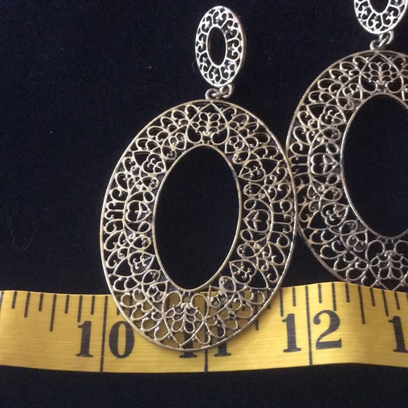 Oval Metal Earrings-Large - Picture 5 of 7
